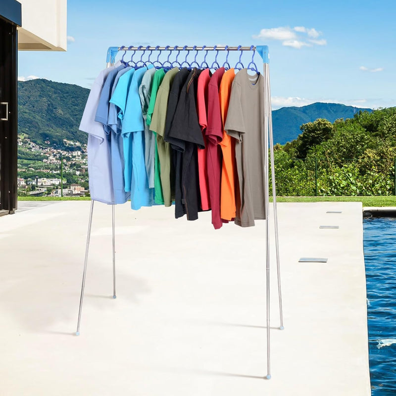 Portable Folding Clothes Rail – Adjustable Telescopic Travel Garment Rail