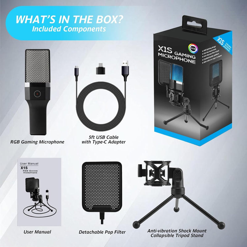 Plug & Play USB Mic for Podcasting Streaming Gaming Video Calls