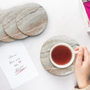 Set of 6 Marble Sandstone Ceramic Coasters with Holder & Cork Base