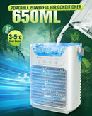 Portable Air Conditioner Fan – 3 Speeds & Colorful LED Lights