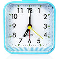 Silent Sweep Square Analog Alarm Clock – Battery Powered Non-Ticking with Snooze & Light