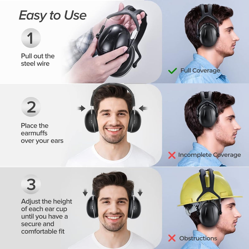 High Noise-Cancelling Ear Muffs – Hearing Protection for Construction