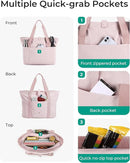 Foldable Tote Bag for Women – Large Waterproof Nylon Travel Shoulder Bag with Zipper