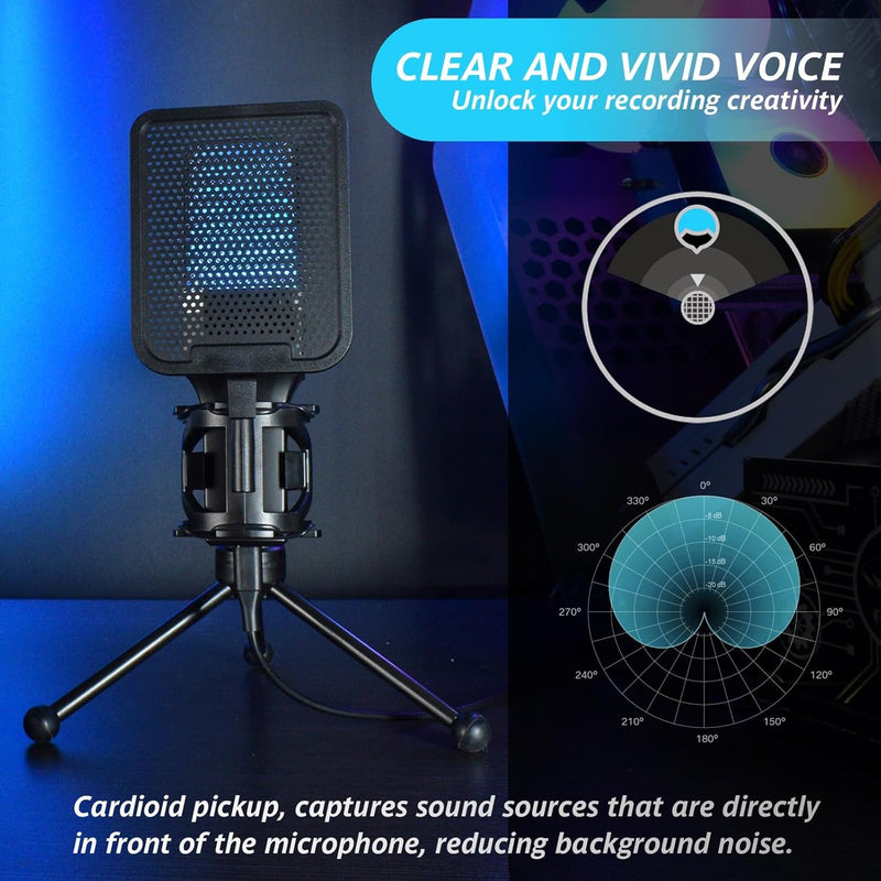 Plug & Play USB Mic for Podcasting Streaming Gaming Video Calls