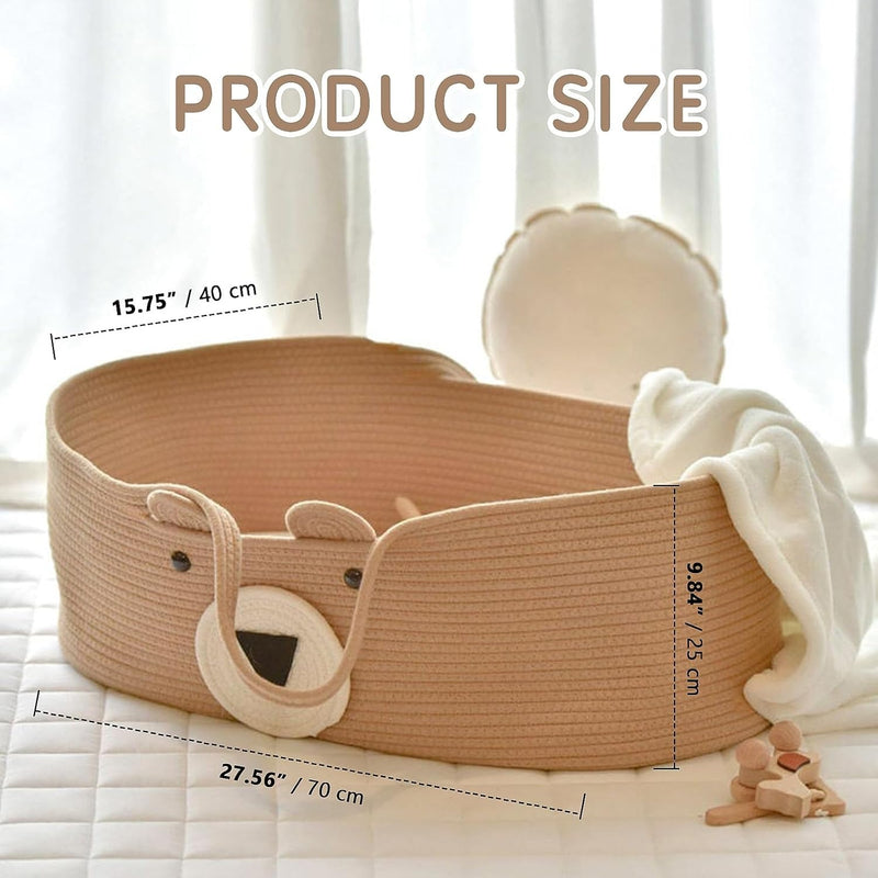 Cozy Baby Moses Basket – Portable Cotton Rope Infant Bed & Carrycot