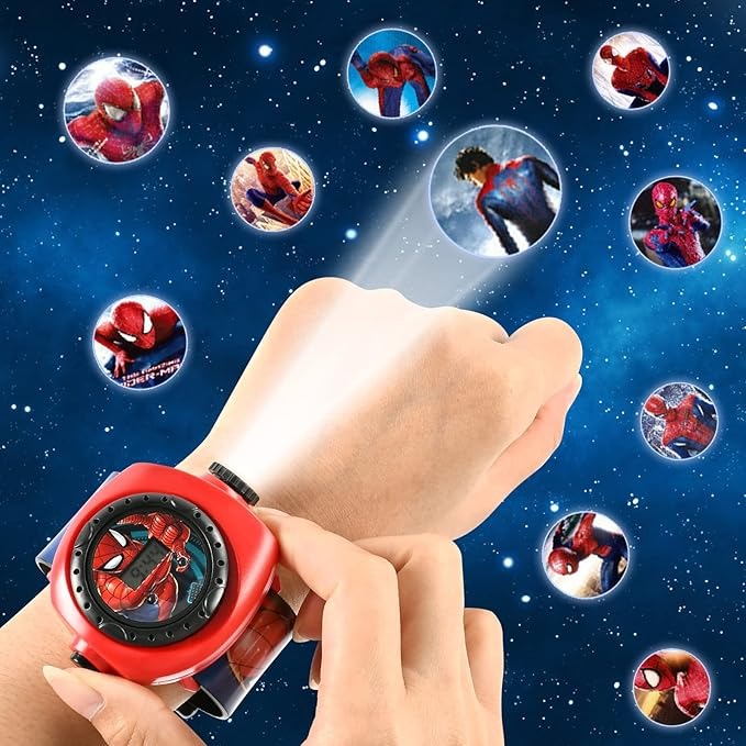 Spiderman Kids Digital Projector Watch – 3D Cartoon Projection Toy Wristwatch