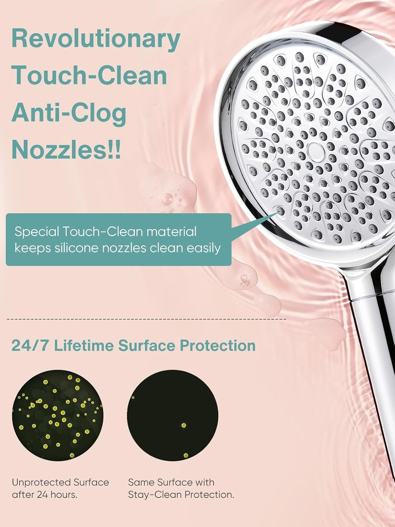 Filtered Handheld Shower Head – High Pressure Water Softener with Filter Beads Hose and Bracket