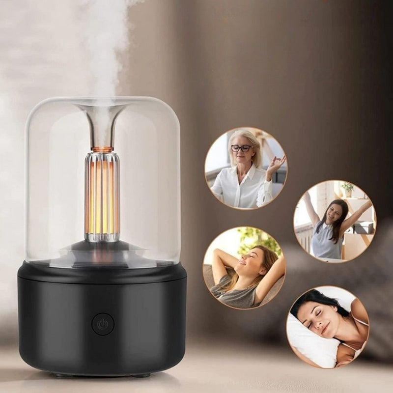 Aromatherapy Candlelight Diffuser – Electric Mist Humidifier with Ambient Light
