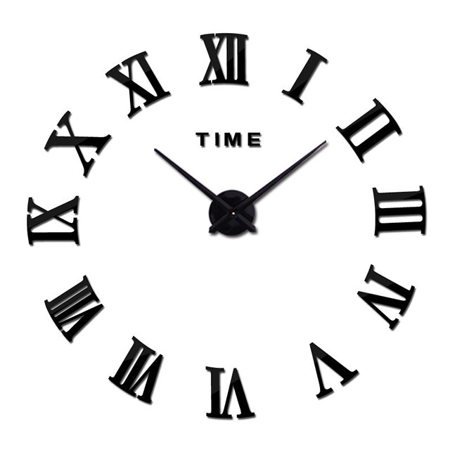 Large DIY Roman Numeral Wall Clock – 3D Acrylic Mirror Design Modern Home Decor for Living Room or Office