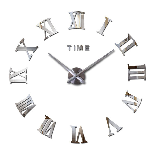 Large DIY Roman Numeral Wall Clock – 3D Acrylic Mirror Design Modern Home Decor for Living Room or Office