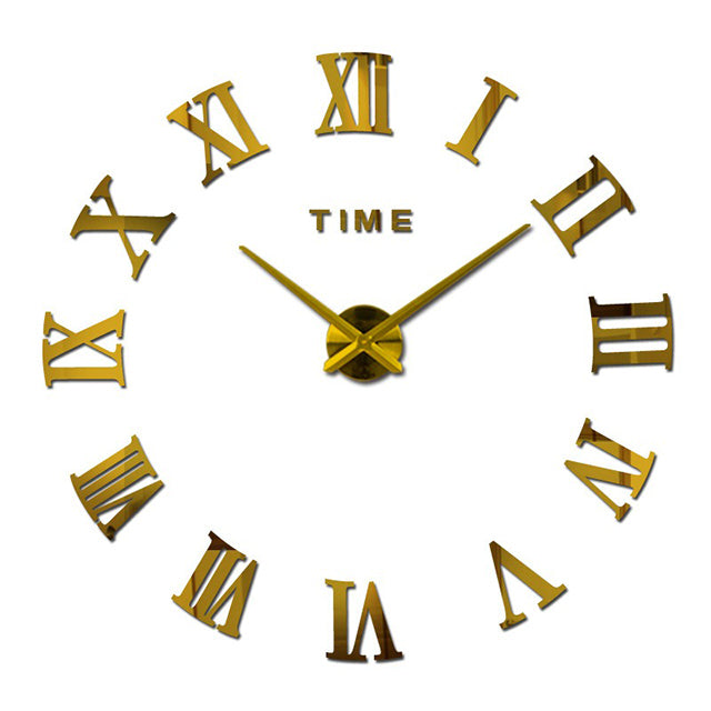 Large DIY Roman Numeral Wall Clock – 3D Acrylic Mirror Design Modern Home Decor for Living Room or Office