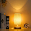 Nordic Style Fabric Table Lamp – Rustic Wooden LED Lampshade