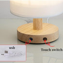 Nordic Style Fabric Table Lamp – Rustic Wooden LED Lampshade