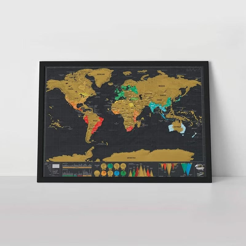 Deluxe Scratch-Off World Map – Travel Edition Adventure Poster Black and Gold