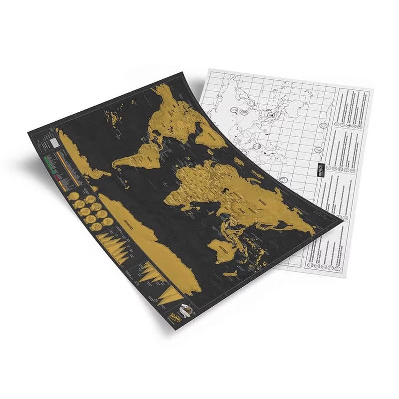 Deluxe Scratch-Off World Map – Travel Edition Adventure Poster Black and Gold