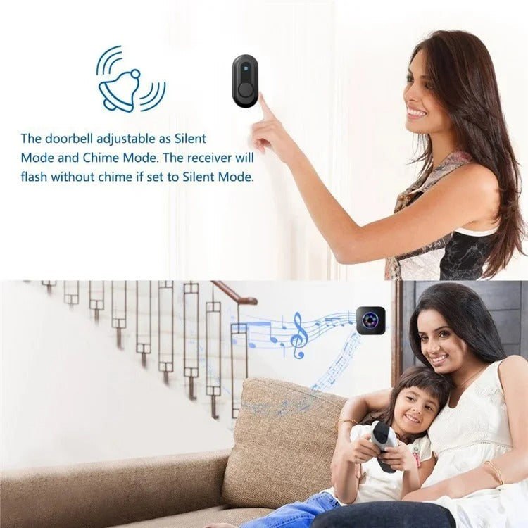 Waterproof Wireless Doorbell with RGB Light – Long-Range 300m IP55 Rated with Adjustable Volume