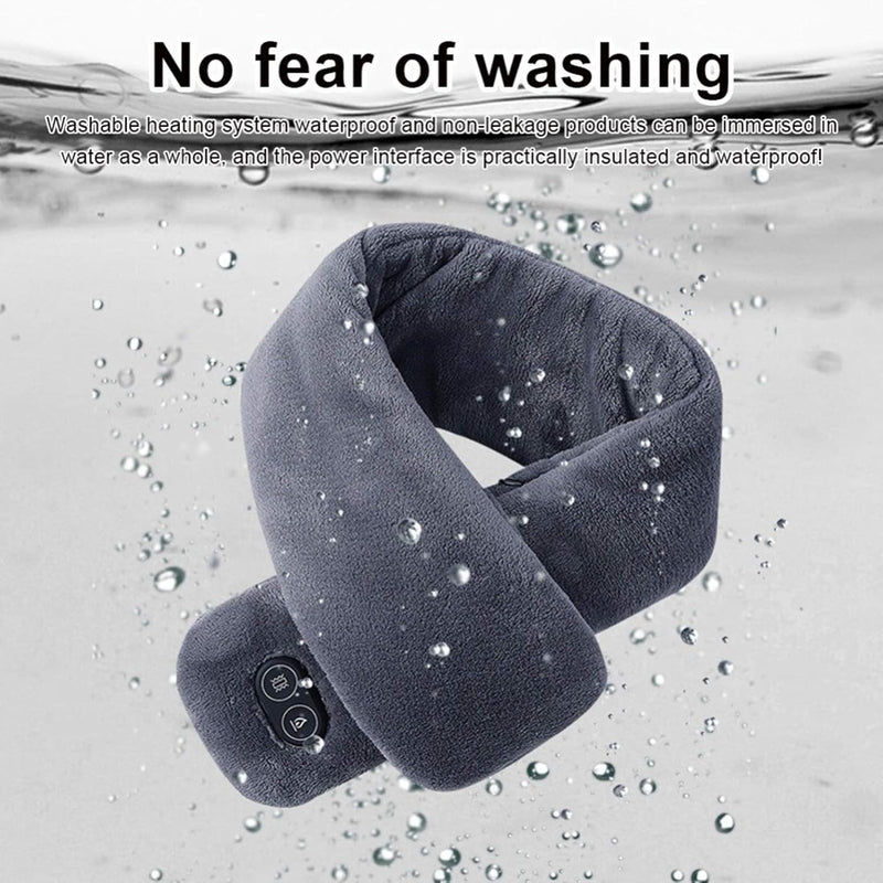 Heated Scarf with Vibration Massage – Waterproof Neck Warmer 3 Heat Levels Double Control Switch