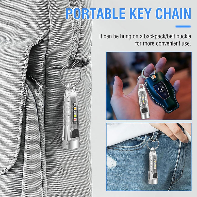Mini Keyring Torch UV light – 400 Lumen LED USB Rechargeable IPX6 Waterproof