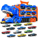 Dinosaur Race Track Toy – 59" Transport Truck with 12 Die-cast Cars