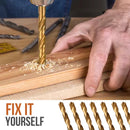 Drill Bit Set 24 pcs with Screwdriver– Titanium Coated for Metal Wood & Plastic with Toolbox Case