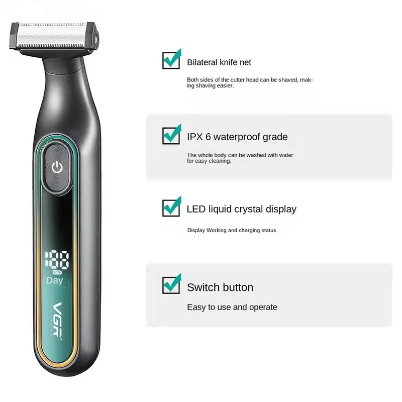 Men’s Beard Trimmer IPX6 Waterproof - VGR V-360 Cordless USB Rechargeable Wet/Dry