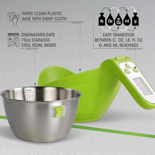 Digital Kitchen Scale with Measuring Cup – 1g Precision