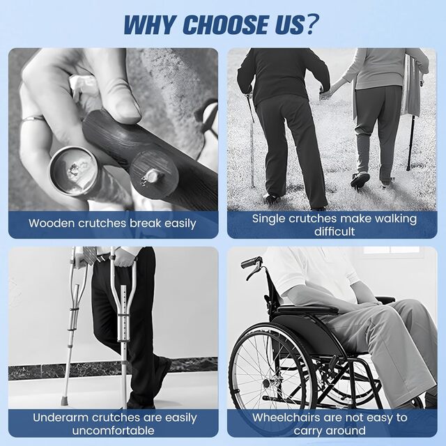 Lightweight Folding Forearm Crutches – Height Adjustable with Ergonomic Handle & Non-Slip Base