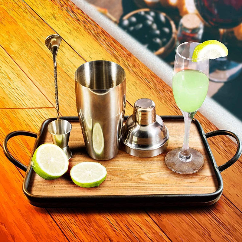 Professional Cocktail Shaker Set – Stainless Steel Bartender Tools with Jigger & Spoon 24oz