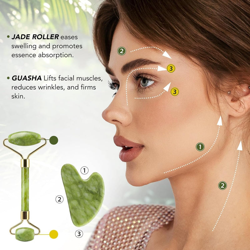Jade Gua Sha Roller – Cooling & Firming Facial Massage Tool