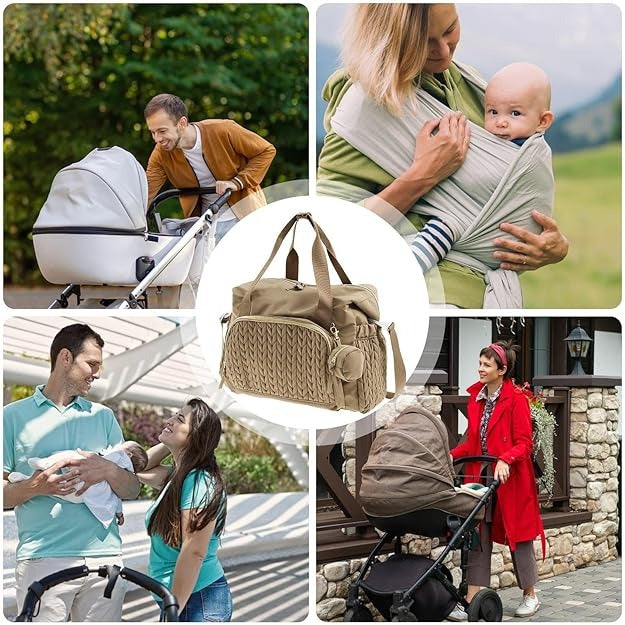 Large Capacity Baby Diaper Bag – Travel Tote with Pacifier Pouch & Changing Bag