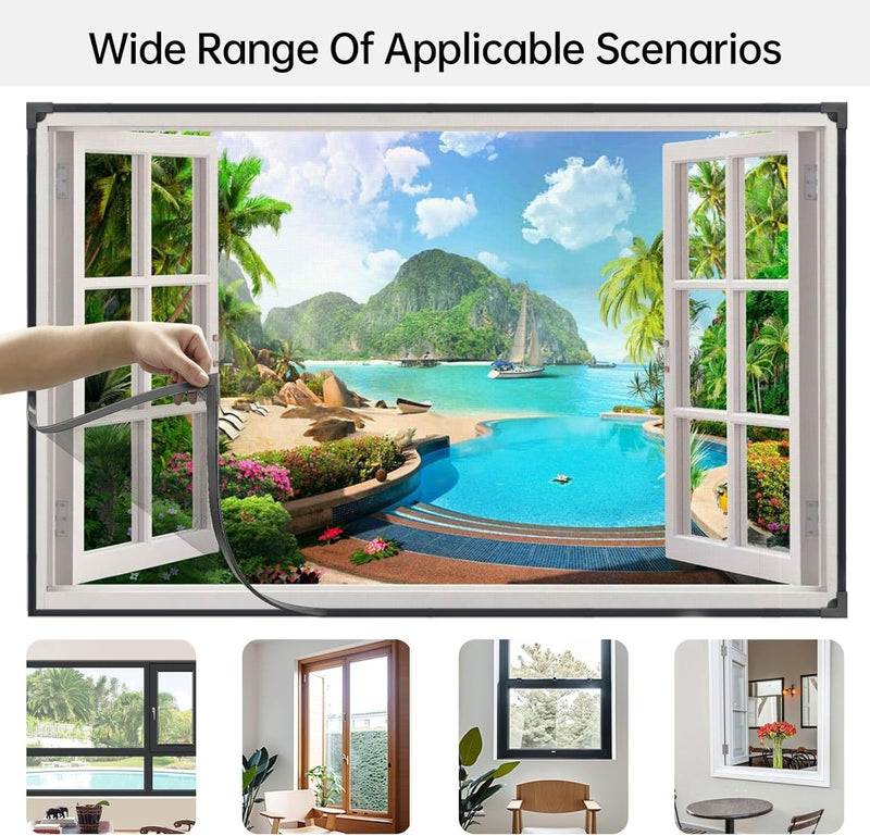 Magnetic Window Screen - Adjustable Fly Screen for Windows