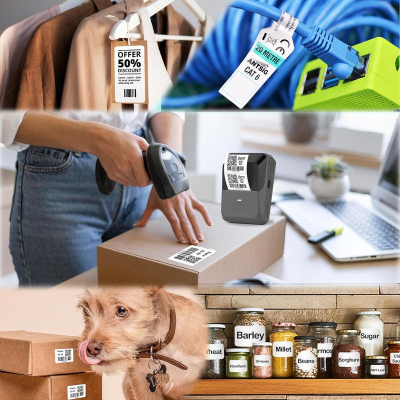 Wireless Pocket Label Printer – Portable Thermal Sticker Maker iOS & Android Compatible (20–50mm)