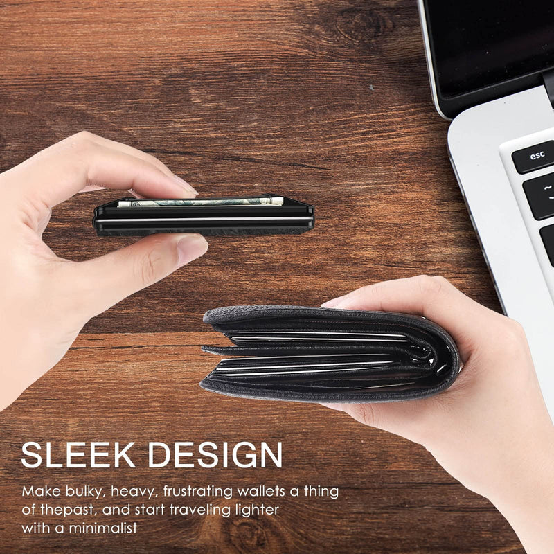 Minimalist Metal Wallet with Money Clip - Forged Carbon RFID Card Holder