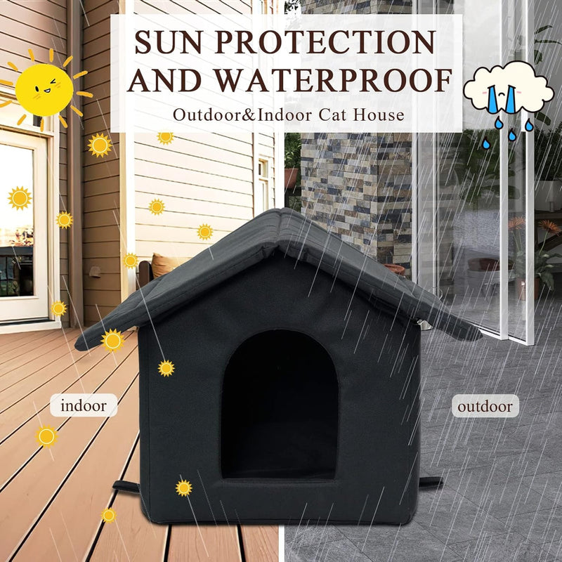 Indoor Outdoor Cat House – Enclosed Rainproof Sunproof & Coldproof Bed for Cats