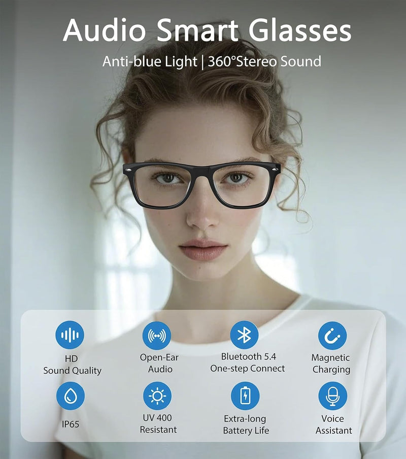 Smart Audio Glasses – Bluetooth Sunglasses with UV and Blue Light Protection