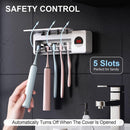 Wall-Mounted Toothbrush Holder with UV Sanitizer – Rechargeable Timer & Organizer