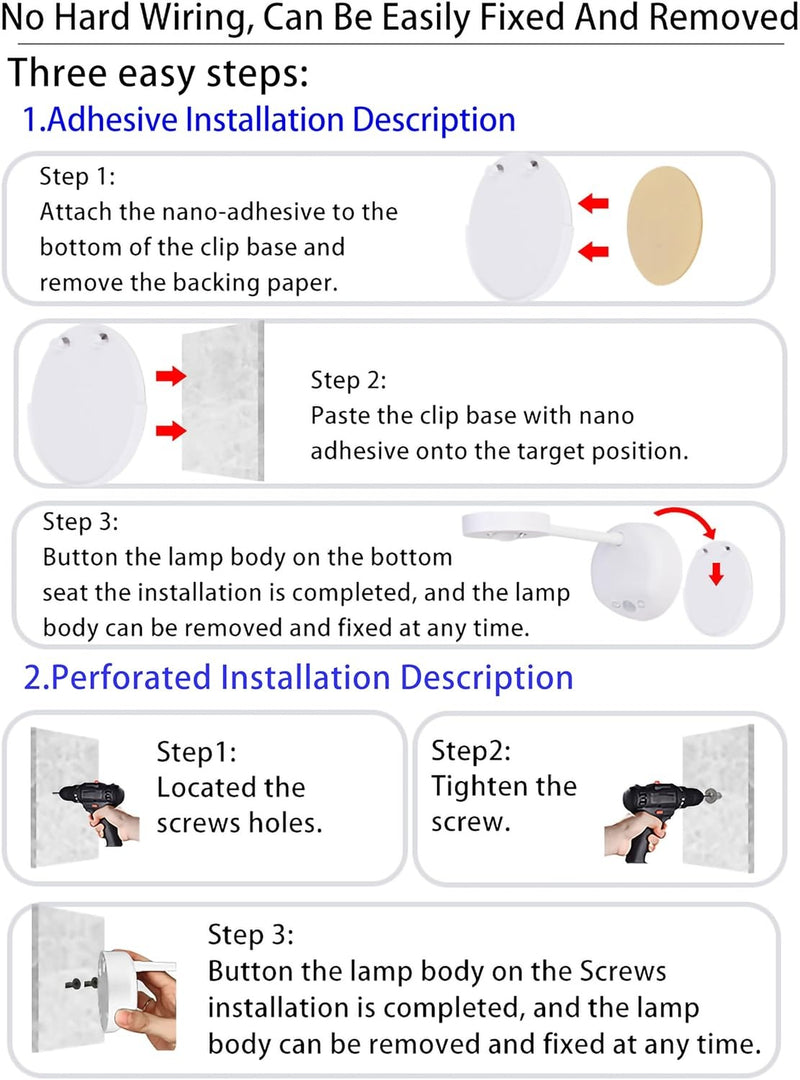 LED Wall Spotlight – 2200mAh Rechargeable Picture Light with 3 Modes & Motion Sensor