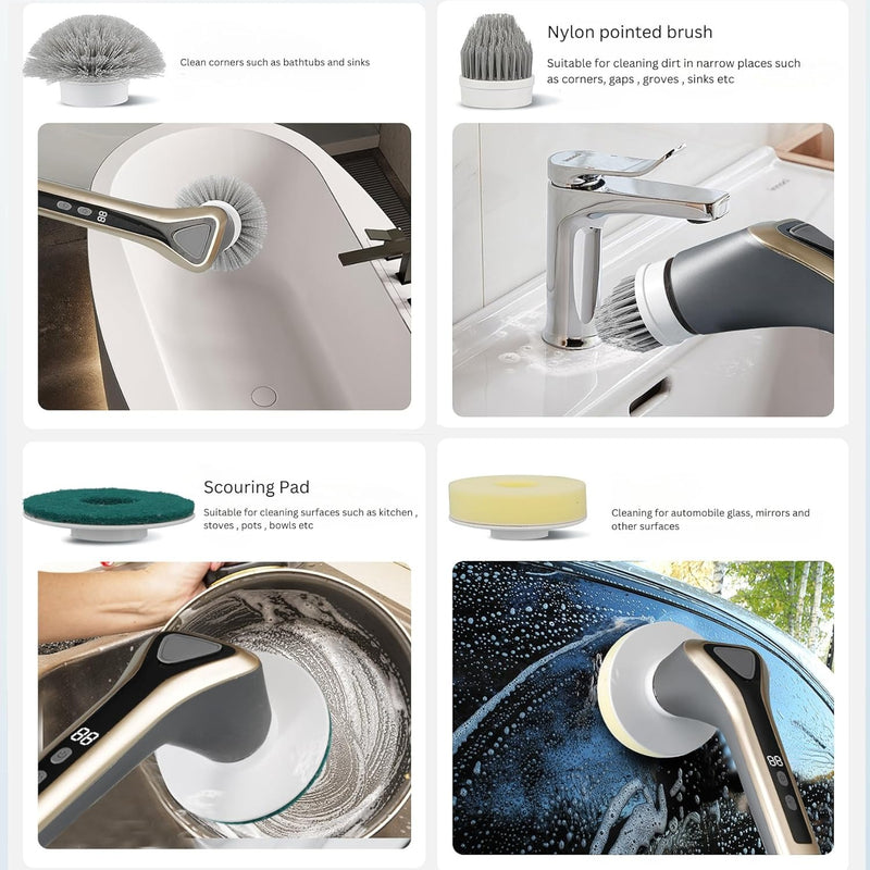 Cordless Electric Spin Scrubber – Waterproof Power Scrubber Beush with 2600mAh Battery