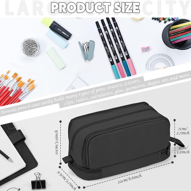 Large Capacity Pencil Case – 4-Compartment Multifunctional Pen & Stationery Organizer