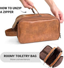 Waterproof PU Leather Toiletry Bag – Large Travel Dopp Kit and Grooming Organizer