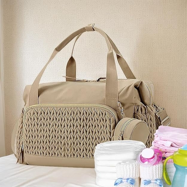 Large Capacity Baby Diaper Bag – Travel Tote with Pacifier Pouch & Changing Bag