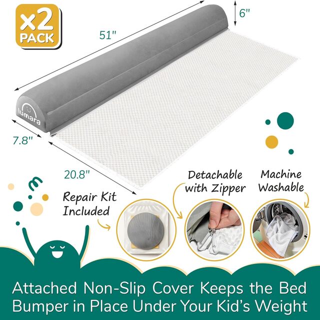 Inflatable Toddler Bed Guards (2-Pack) – Portable Non-Slip Safety Bumpers Travel-Friendly Bed Rails
