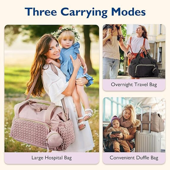 Large Capacity Baby Diaper Bag – Travel Tote with Pacifier Pouch & Changing Bag