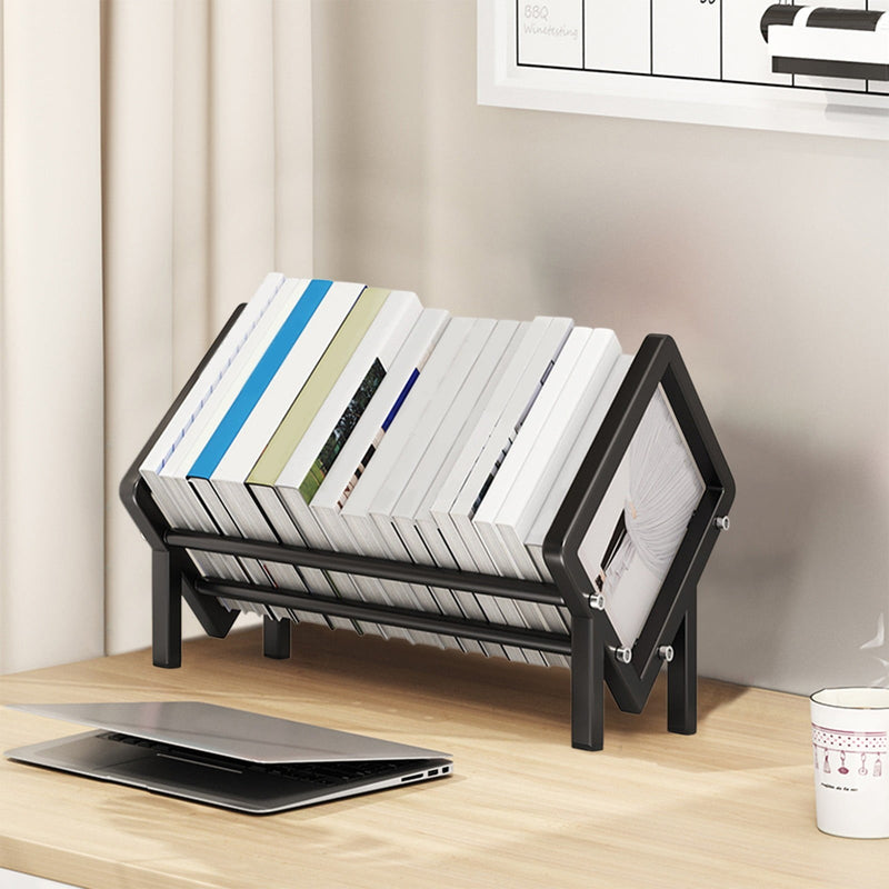 Stainless Steel Desktop Bookcase – 40cm Shelf Organizer for Books Records & Magazines