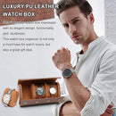 Premium Leather Watch Roll Case – 3-Slot Portable Watch Box Organizer for Men