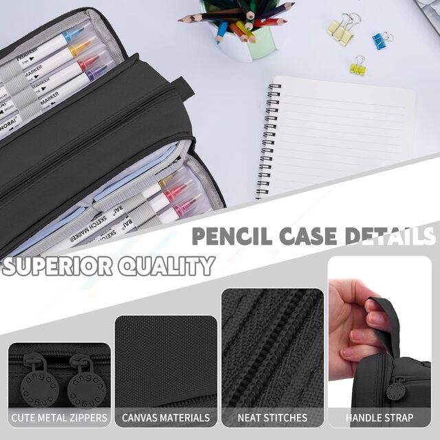 Large Capacity Pencil Case – 4-Compartment Multifunctional Pen & Stationery Organizer