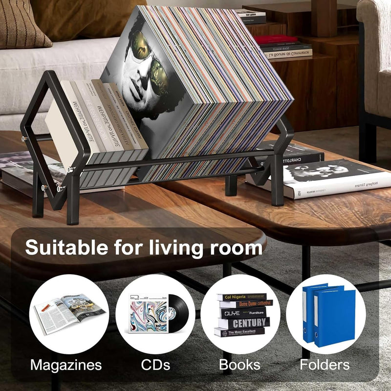 Stainless Steel Desktop Bookcase – 40cm Shelf Organizer for Books Records & Magazines