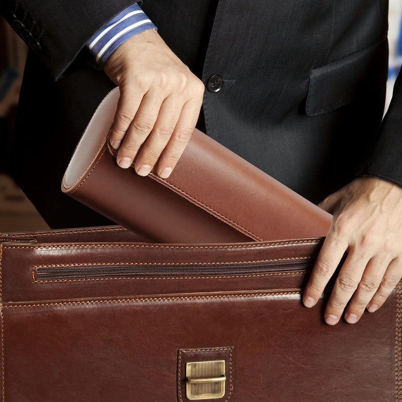 Premium Leather Watch Roll Case – 3-Slot Portable Watch Box Organizer for Men