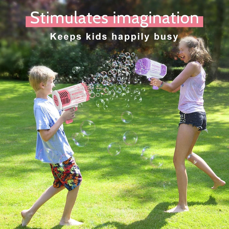Rechargeable Bubble Gun – Bazooka Bubble Machine Toy for Kids