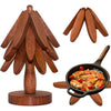 Wooden Tree Trivet Set with Stand – 3 Piece Heat-Resistant Coasters